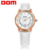 DOM名表 全国联保 时尚皮带女表 防水石英女士手表(白色表带)