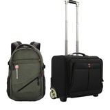 瑞士军刀拉杆箱旅行箱登机箱和瑞士军刀双肩包背包旅行包商务背包(绿色 8110+006绿色普通版)