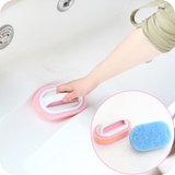 创意浴室带手柄加厚棉玻璃浴缸刷清洁刷厨卫清洁擦(手柄蓝色)