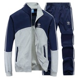 Adidas/阿迪达斯 运动套装三叶草男装保暖户外休闲外套秋冬款(蓝灰)