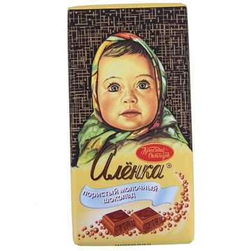 俄罗斯原装进口零食 爱莲巧 大头娃娃 气泡蜂窝形牛奶巧克力 95g