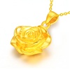 喜福龙 黄金吊坠 3D硬金玫瑰花吊坠 玫瑰项链 送妈妈礼物(约1.74克)