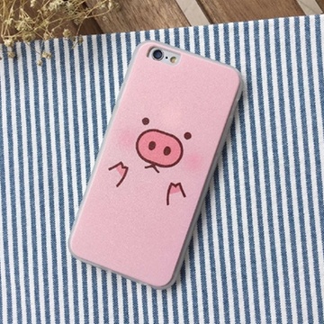 亿和源iphone6s蚕丝纹新款可爱情侣小猪手机壳苹果plus呆萌全包手机套