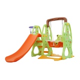 儿童室内家用滑梯多功能秋千组合塑料婴儿宝宝滑滑梯玩具 炫彩色加长滑梯秋千(绿色)