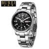 瑞士BUREI宝梭表 格列佛系列 全自动机械表男士手表超薄手表5006(本色钢带黑面 男款)