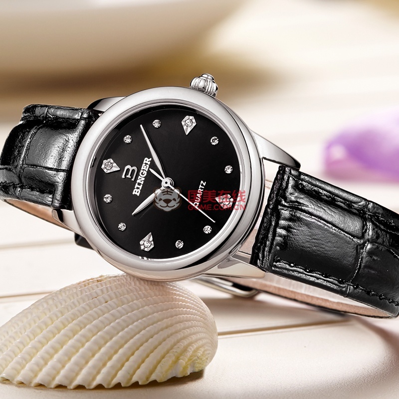 宾格(binger)手表石英表女士手表商务休闲优雅系列皮带女表防水(a206f