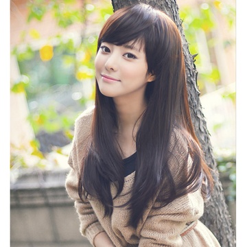 美元素假发女气质斜刘海长卷发修脸蓬松长发型假头发假发长发女士假发